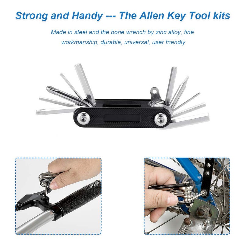 WOTOW Bike Tire Repair Tool Kit, Waterproof Frame Storage Bag & Mini Bike Pump & 11 in 1 Multitool & Bicycle Tyre Lever Patch Portable Repair Tool Accessories Set for Road Mountain BMX Cycling(11) - Image 4